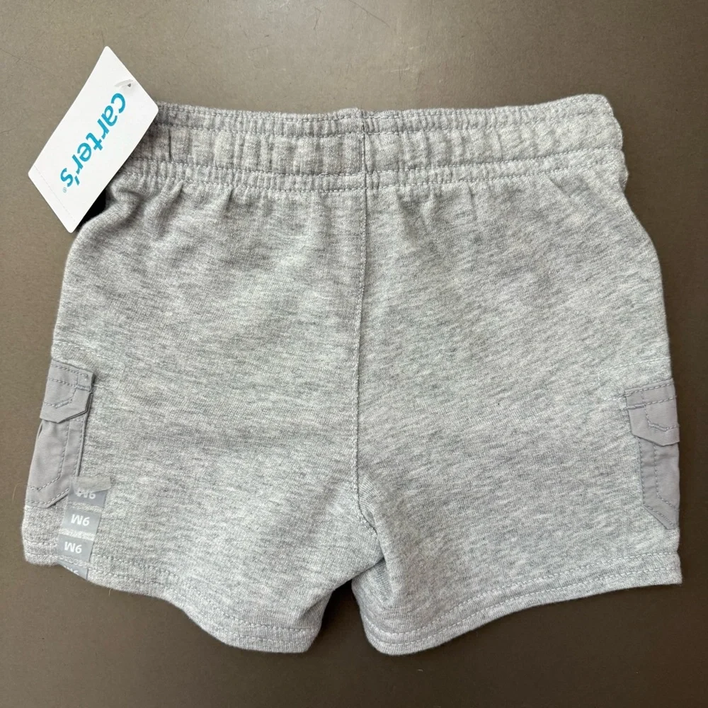 3/$10 🛒🛍️ Carter's Pull-On Knit Cargo Shorts - Light Gray Baby Kids - Size 9 M